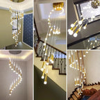 Black Meteor Shower Crystal LED Chandelier for Staircase - Creative Design Lighting Fixtures