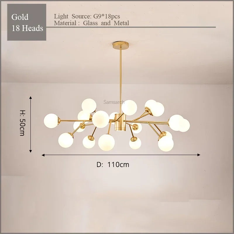 Gold Black LED Ceiling Chandelier for Living Room Bedroom Lighting Fixtures