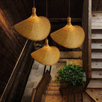 Bamboo Wicker Chandelier Rattan Pendant Light Vintage Retro Design Dining Suspension