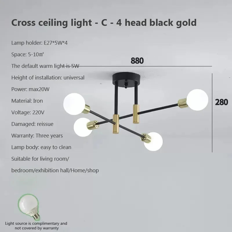 LED Ceiling Chandelier: Modern Light Fixture for Living Room, Bedroom, Hall - Indoor Home Decor