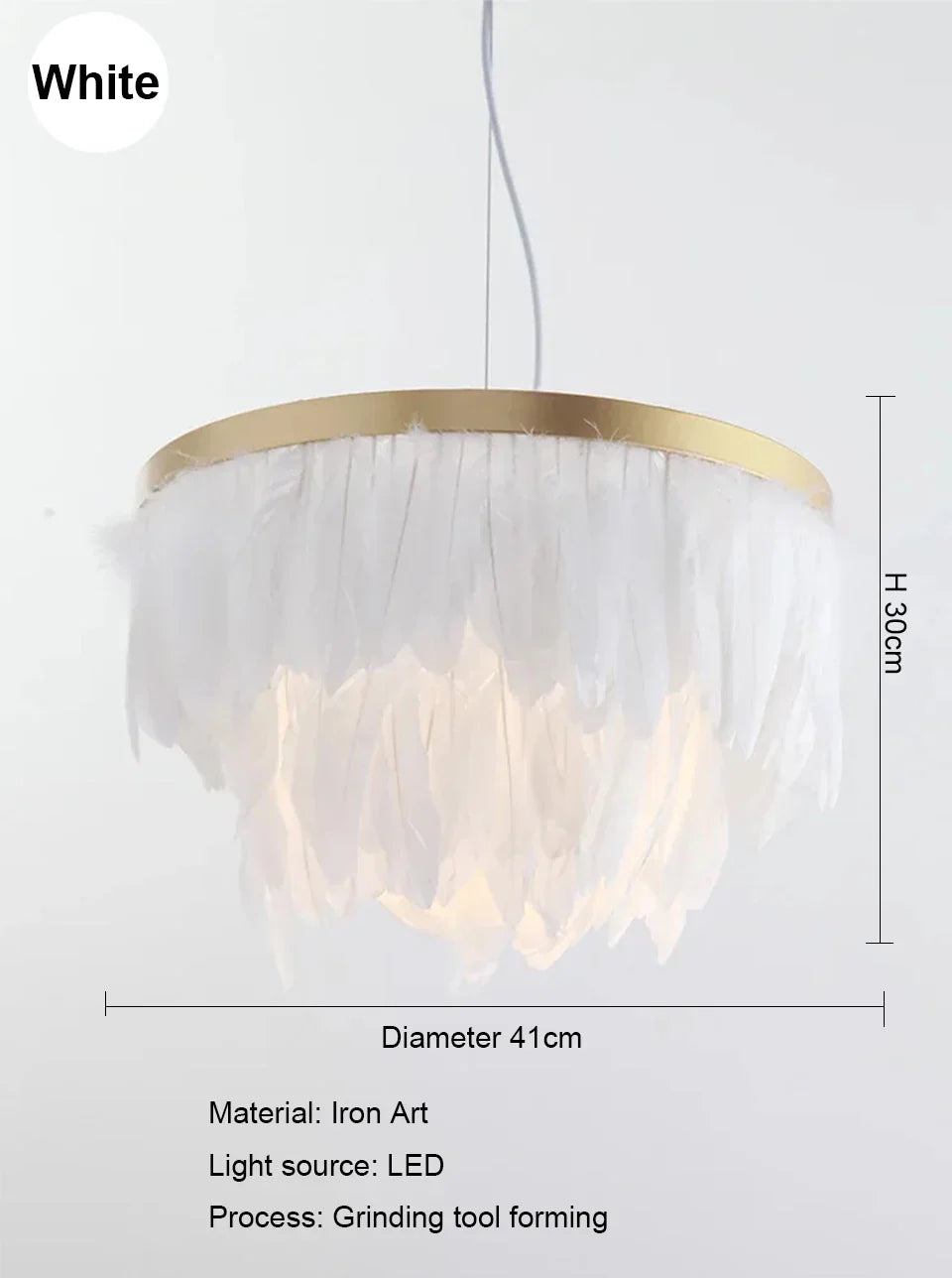 Nordic Feather Circle Chandelier for Marriage Bedroom and Home Decor Lighting