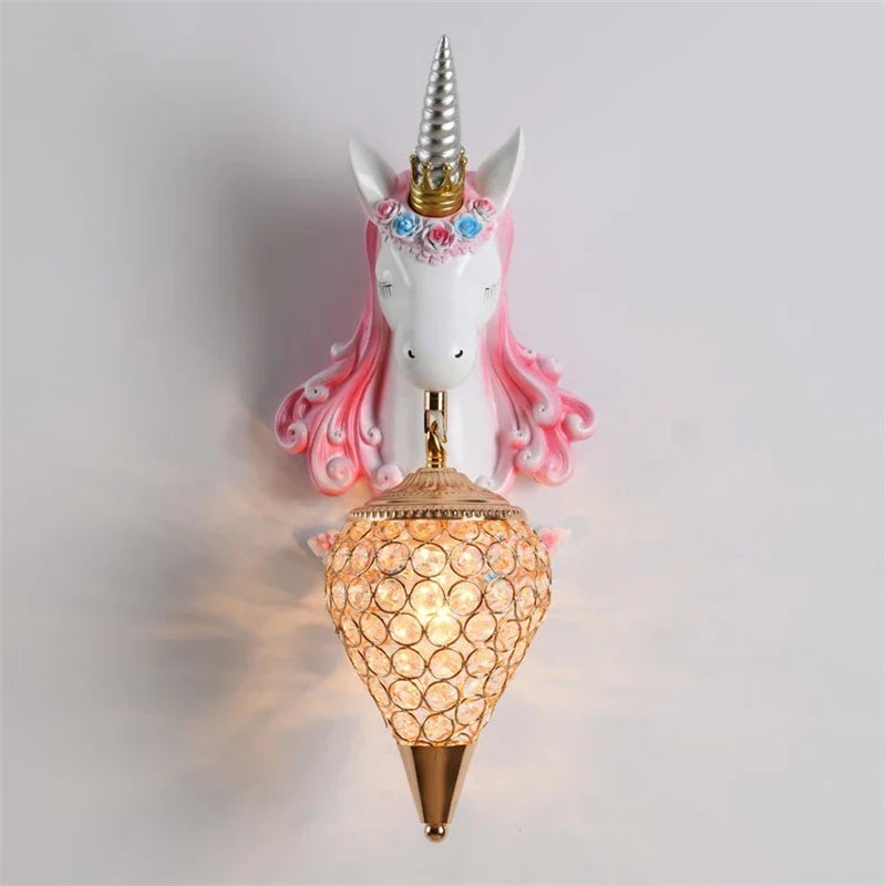 Nordic Unicorn Wall Lamp for Bedroom LED Decoration Light