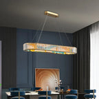 Luxury Enamel Chandelier Crystal Glass Pendant Light with LED Ring for Villa Decor