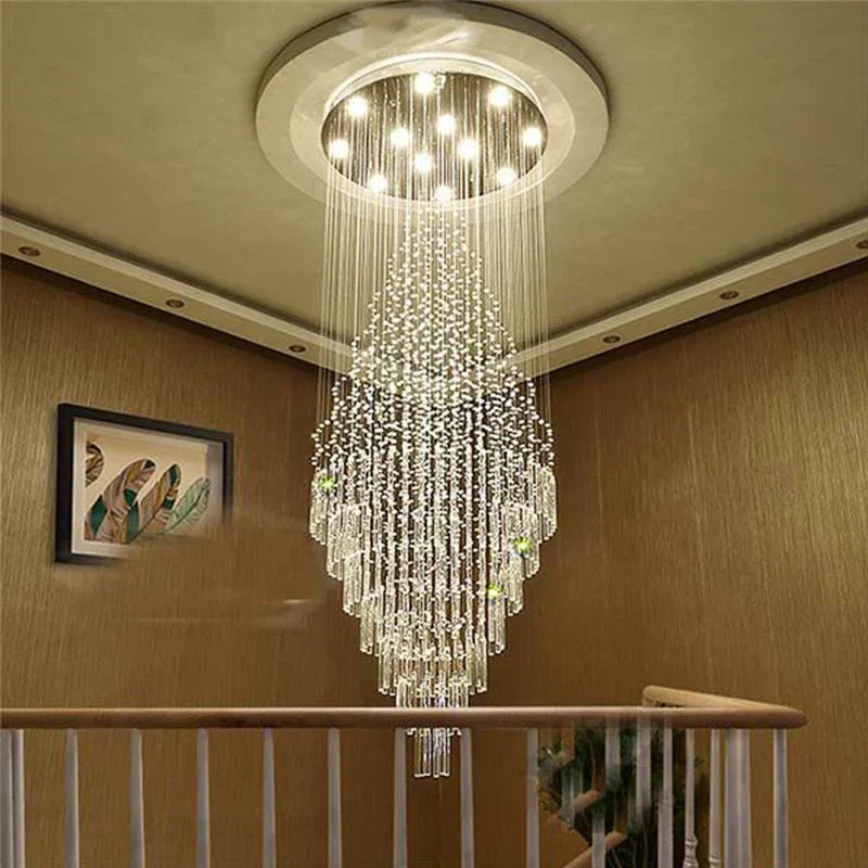 Crystal Chandelier Lighting Luxury Home Decor Loft Villa Stairs Chandeliers