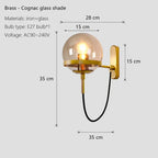 Glass Shade Wall Sconce Lamps for Hotel Bedroom LED Lights