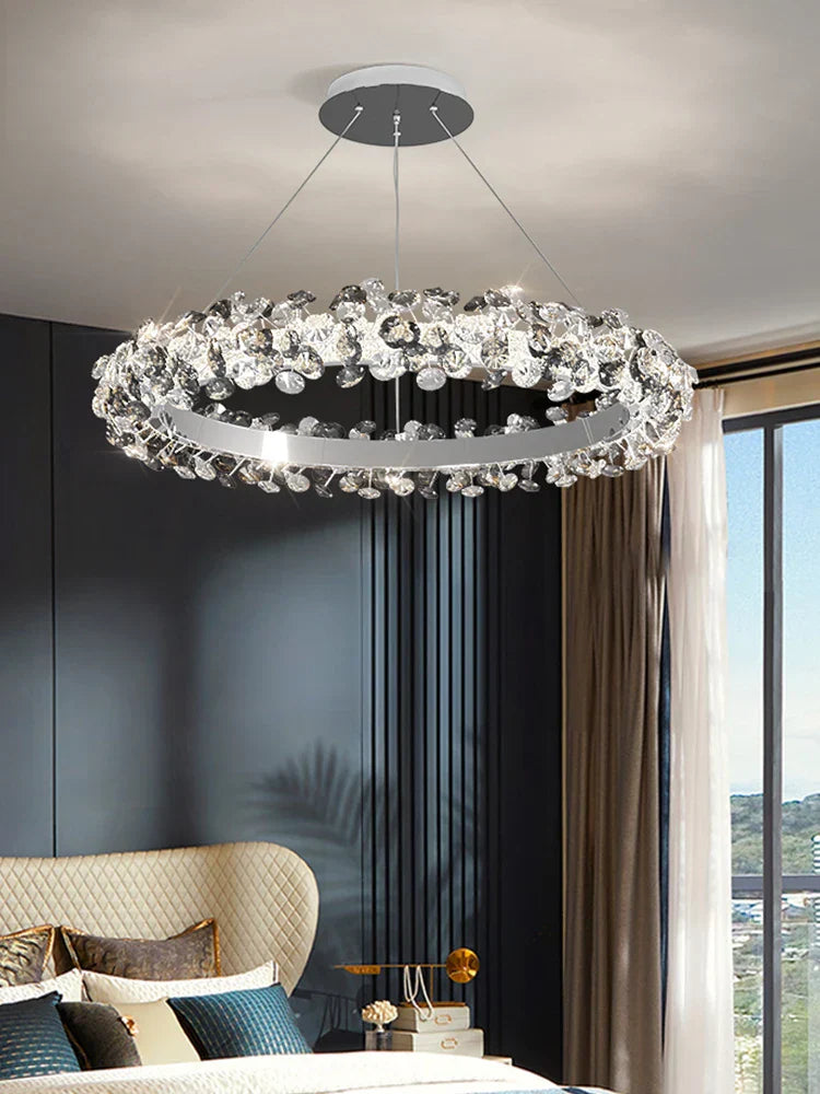 Sun Flower Crystal Rings Chandeliers: Modern Luxury Nordic Home Decor Hanging Ceiling Light