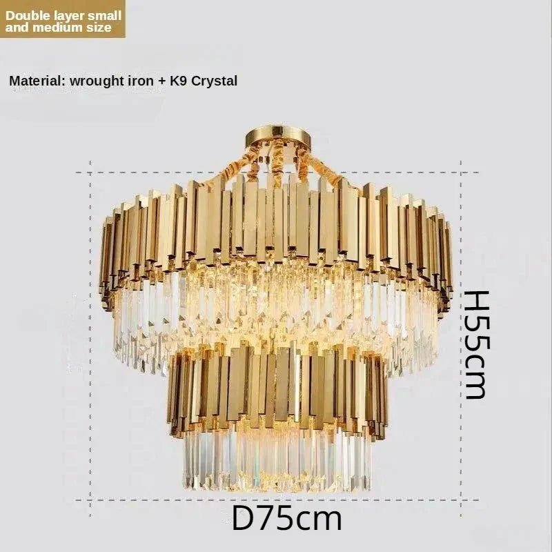 Crystal Ceiling Chandelier: Luxury Round LED Light for Living Room, Artistic Home Decor