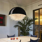 Round Crystal Chandelier: Luxury LED Tassel Lamp for Elegant Living Room & Restaurant Decor