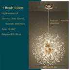Dandelion Art Crystal Chandelier: Nordic Modern Luxury for Living Room & Restaurant