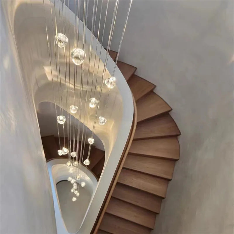 Nordic Revolving Crystal Chandelier for Living Room Dining Room Staircase