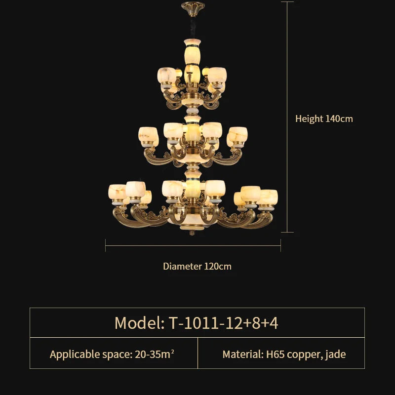Luxury Copper Marble Chandelier: Brighten Your Home with Elegant Chinese Wind Style