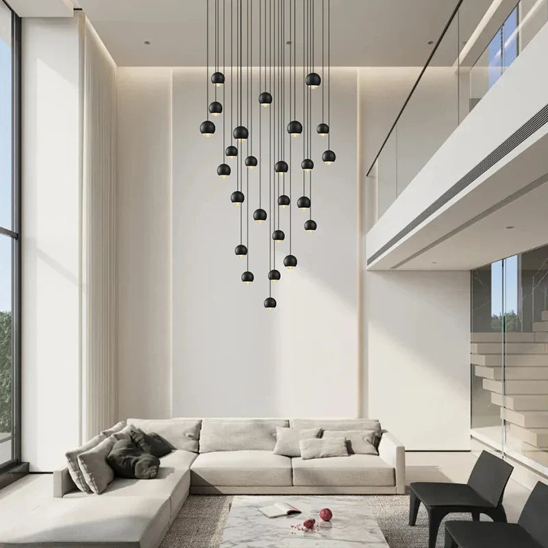 Metal Globe Lens Chandelier for Living Room Kitchen Bedroom Staircase