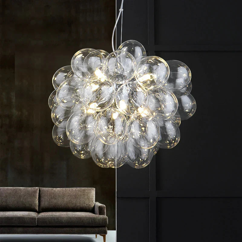 Glass Ball Chandelier: Modern Color Pendant Light for Living Room Decor
