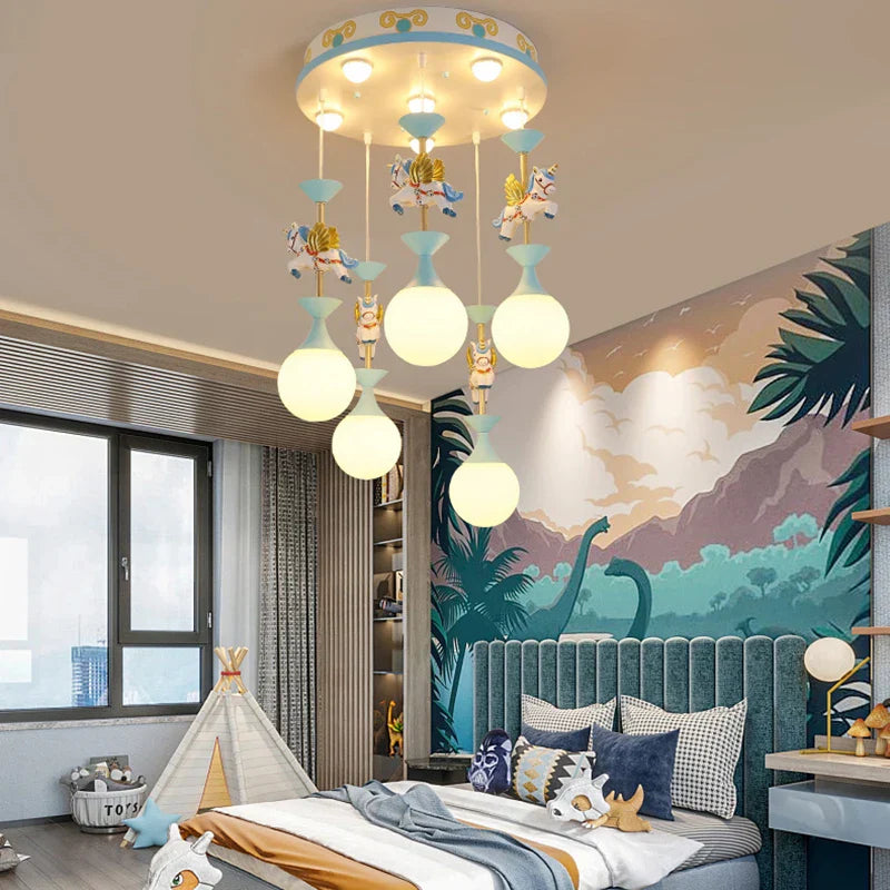 Kids Ceiling Chandelier: Modern LED Pendant Light for Girls' Bedroom Decor