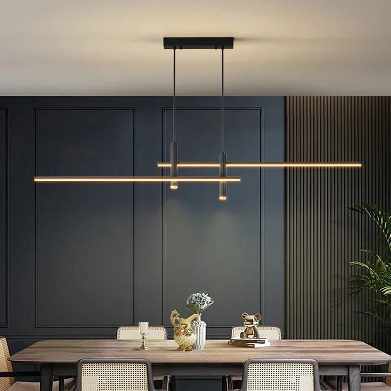 Simple Lines LED Chandelier for Dining Room and Bar Counter