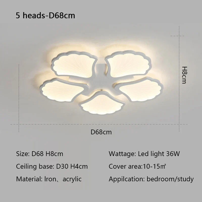 Ginkgo Biloba LED Ceiling Lamp Dimmable Minimalist Modern Indoor Light Fixtures