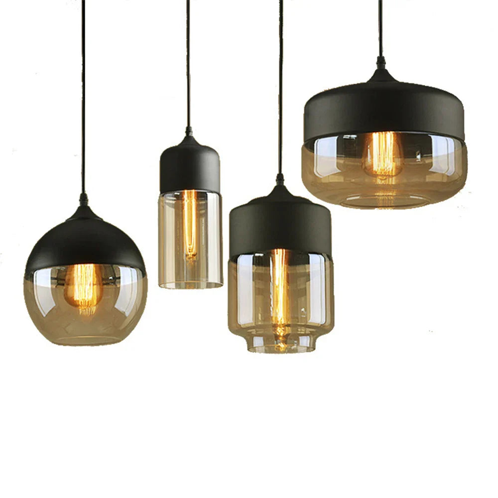 Glass Shade Pendant Light, Industrial Kitchen Restaurant Decor Lighting