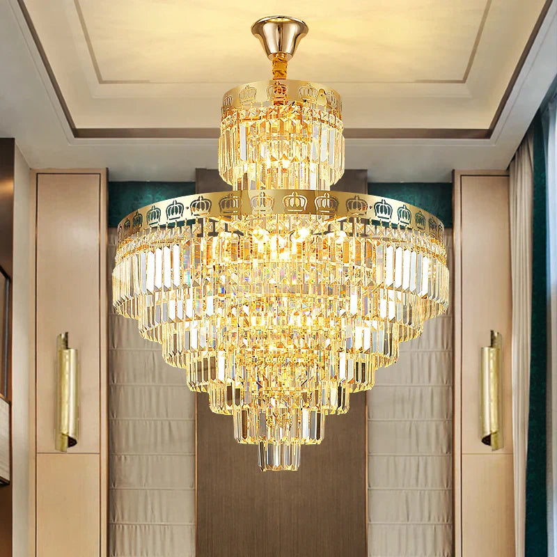 Crystal Duplex Chandelier for Luxury Hollow Living Room Décor