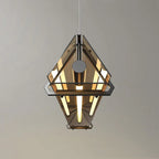 Amber LED Pendant Lamp Tempered Glass Dining Table Minimalist Modern Design