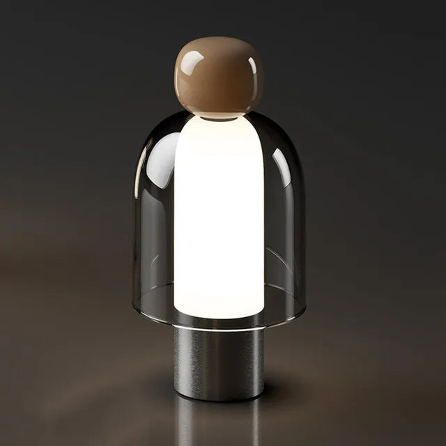 Nordic Mushroom Glass Table Lamp USB Plug for Bedroom Living Room by Afralia™