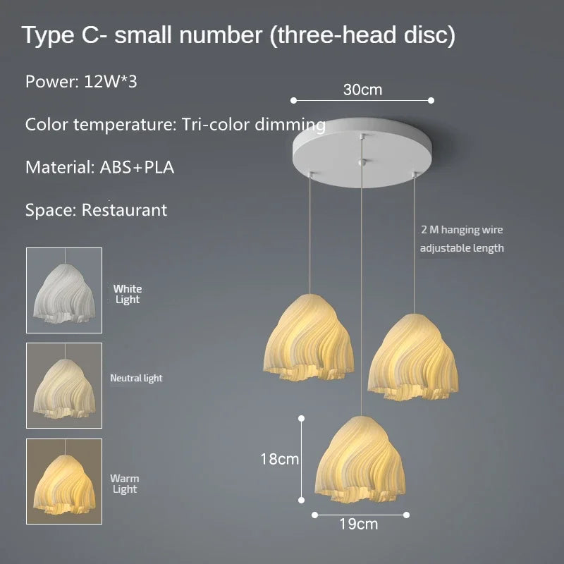 Modern 3D Printed Ceiling Chandelier for Living Room, Bedroom, and Dining Table