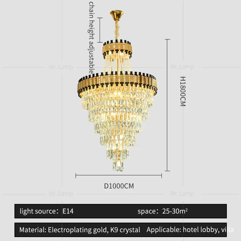 Crystal Chandelier: Modern Luxury for Duplex Villa, Hotel, Club, and Banquet Hall