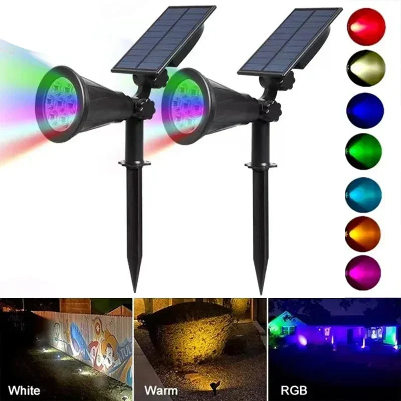 Solar Spotlight 7LED Lamp Adjustable In-Ground Landscape Wall Light