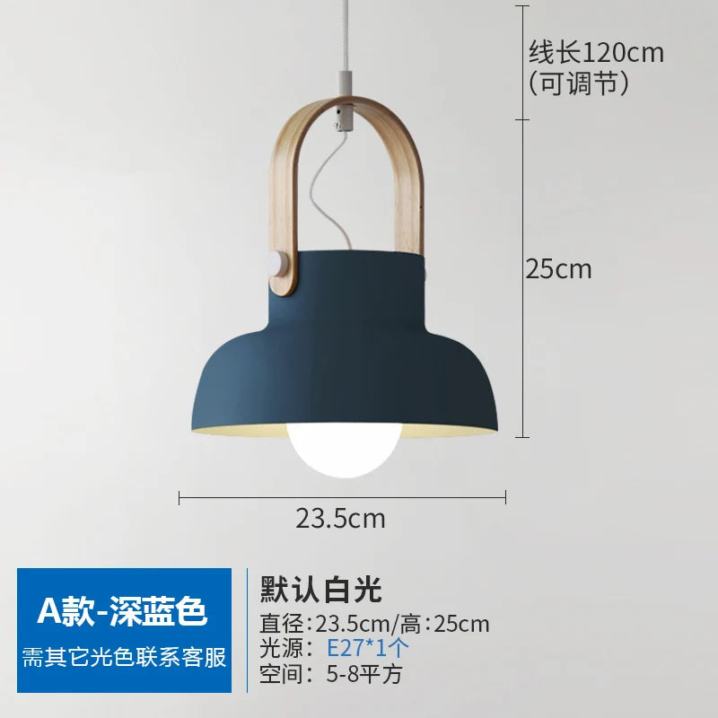 Nordic Wooden Pendant Light E27 Hanging Lamp for Interior Bedroom Kitchen Dining