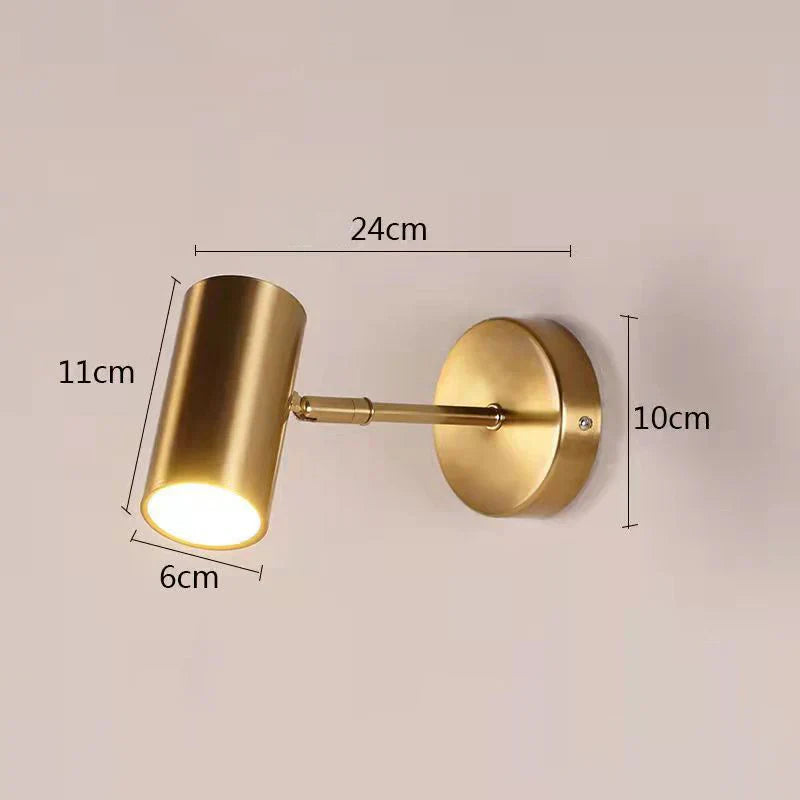 Nordic Bedroom Wall Sconce Lamp Rotating Spotlight in Gold Black
