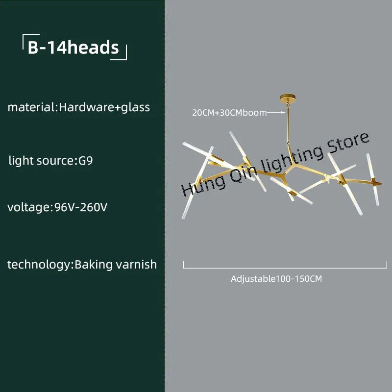 Gold Branch LED Chandelier for Duplex Villa Staircase - Modern Indoor Lighting