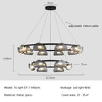 Smoky Gray Glass Chandelier Pendant Light for Luxury Living Room