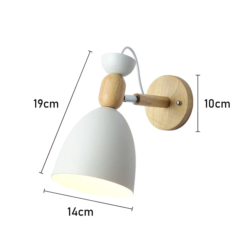 Wooden Wall Light Bedside Lamp Shade Modern Nordic E27 LED Sconce Living Room Lighting