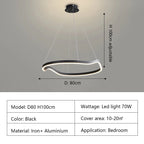 Modern Curve Ring LED Pendant Chandelier for Living Dining Bedroom