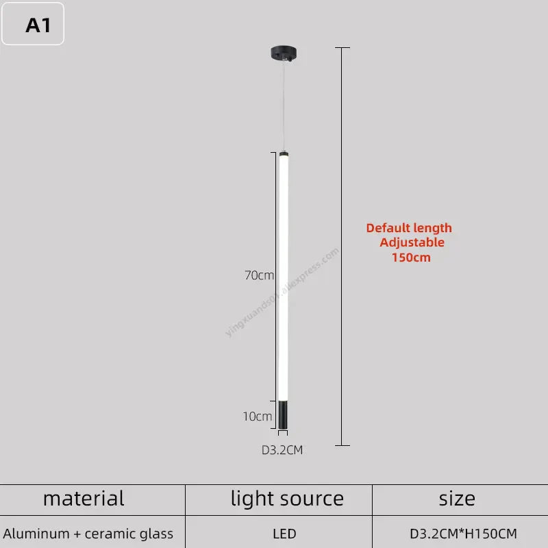 Modern LED Black/Gold Bar Chandelier Horizontal Pendant Light
