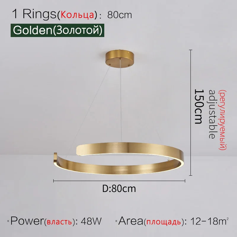 Round Ring LED Chandelier for Dining Room Bedroom Living Room Modern Nordic Decor