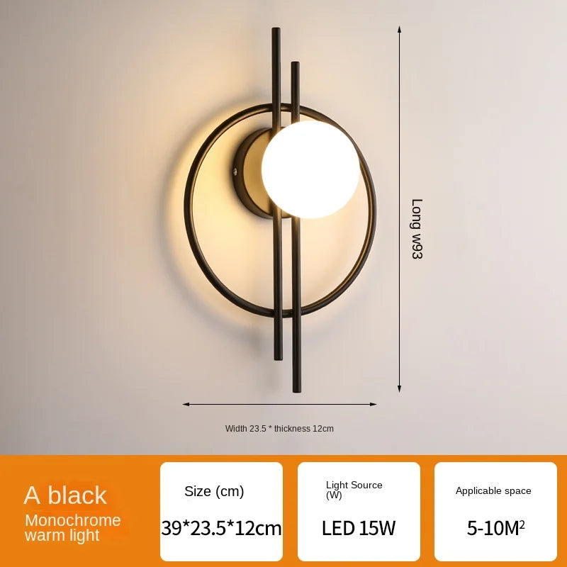 Glass Ball LED Wall Lamp Modern Light Luxury Home Decor Fixture