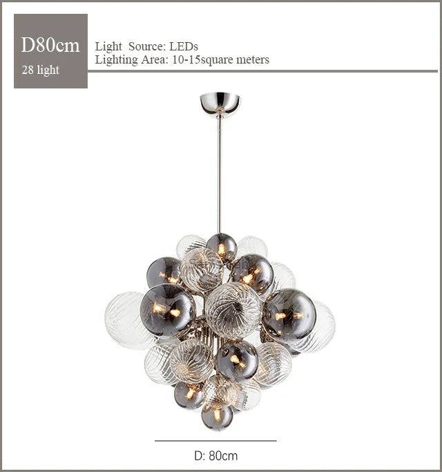 Glass Globe LED Chandelier Pendant Light for Nordic Luxury Living Room