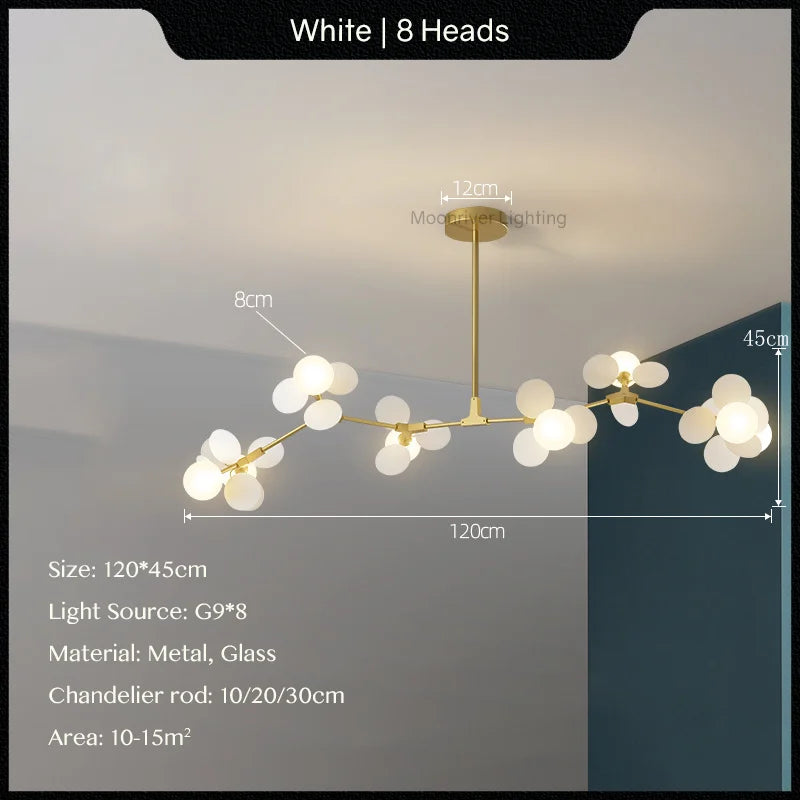 Modern Glass Ball Chandelier for Kids Room, Living Room Decor