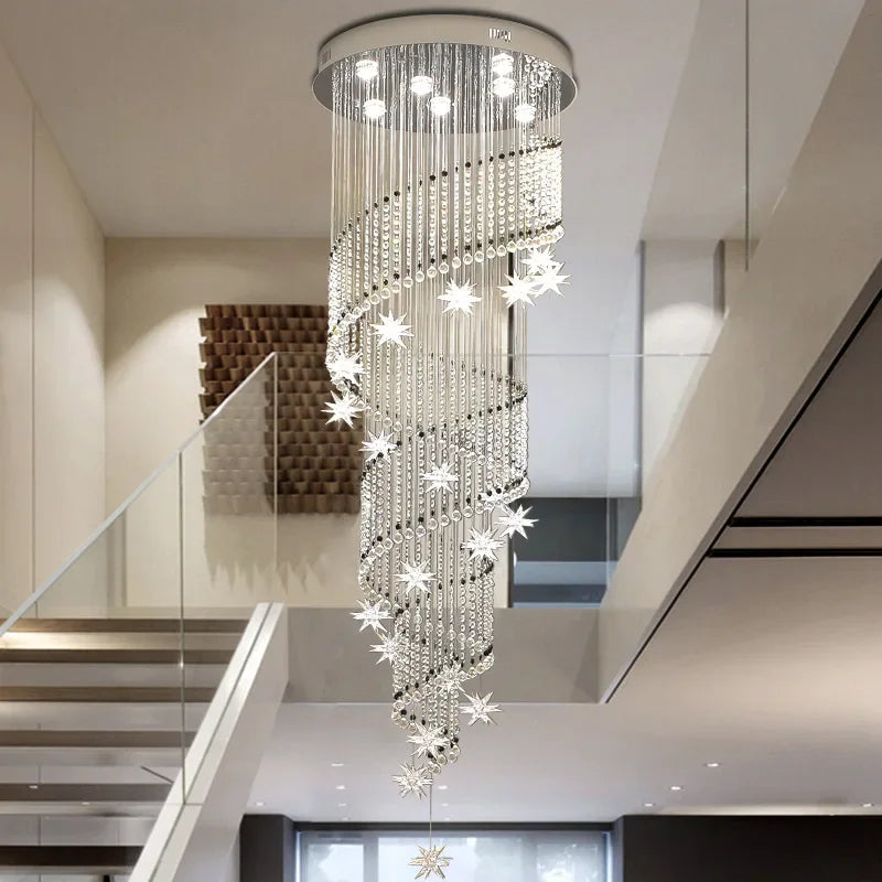 Crystal Chandelier: Modern Luxury LED Hanging Light for Staircase, Living Room, Hallway
