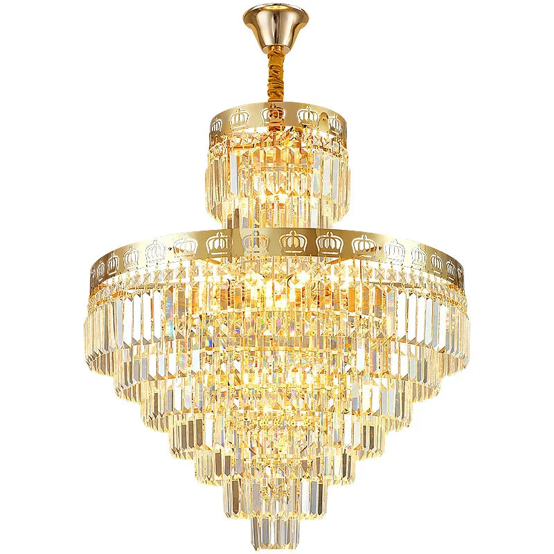 Crystal Duplex Chandelier for Luxury Hollow Living Room Décor
