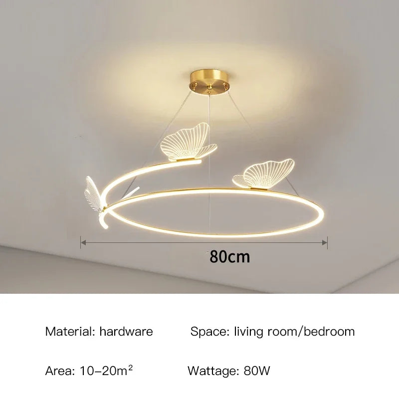 Butterfly Design Ceiling Chandelier: Modern Minimalist Pendant Lamp for Home Decor
