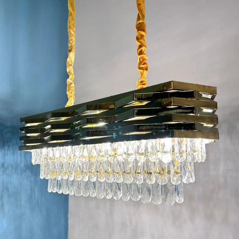 Stainless Steel Crystal Chandelier for Modern Living and Dining Spaces