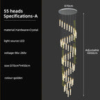 Modern LED Crystal Chandelier for High Ceilings