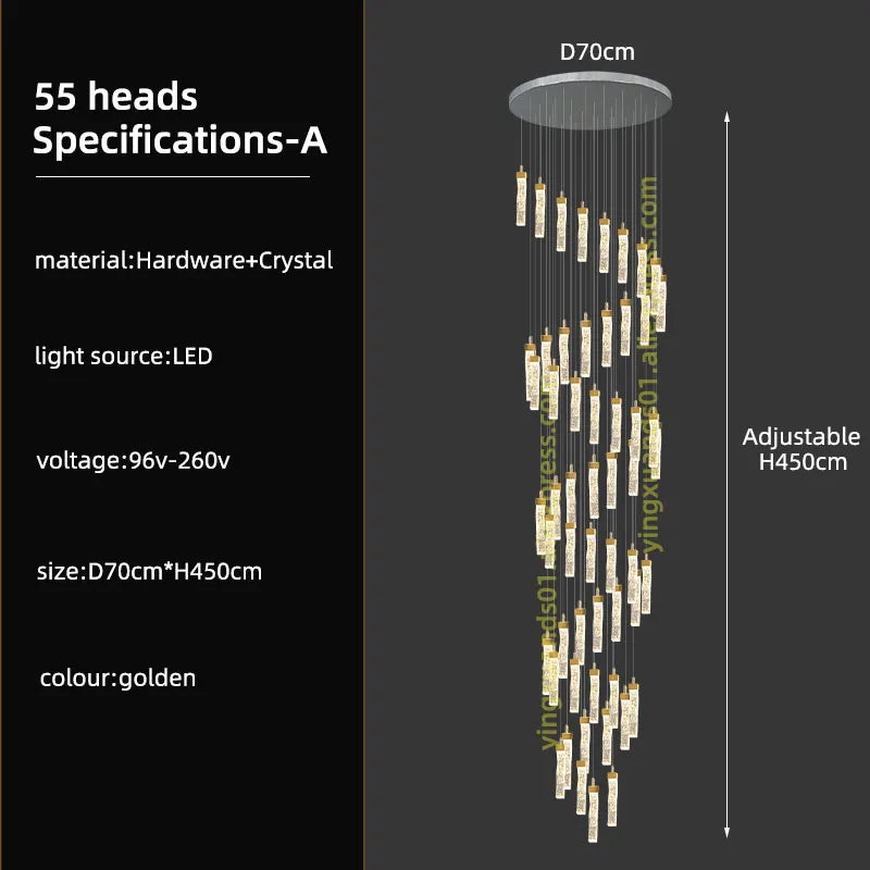 Modern LED Crystal Chandelier for High Ceilings