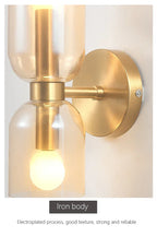 Scandinavian Brass Wall Sconce Glass Shade for Modern Living Room Lighting