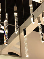 Luxury Crystal Column LED Chandelier Pendant for Staircase Home Decor
