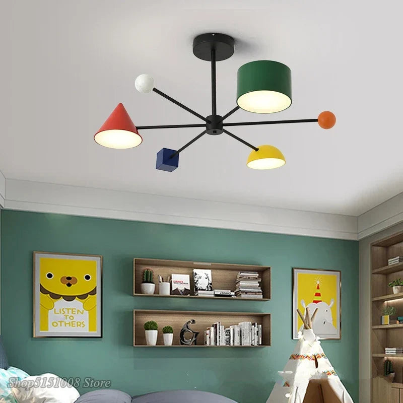 Modern Macaron LED Chandelier: Kids Room Decor, Indoor Hanging Light Fixtures