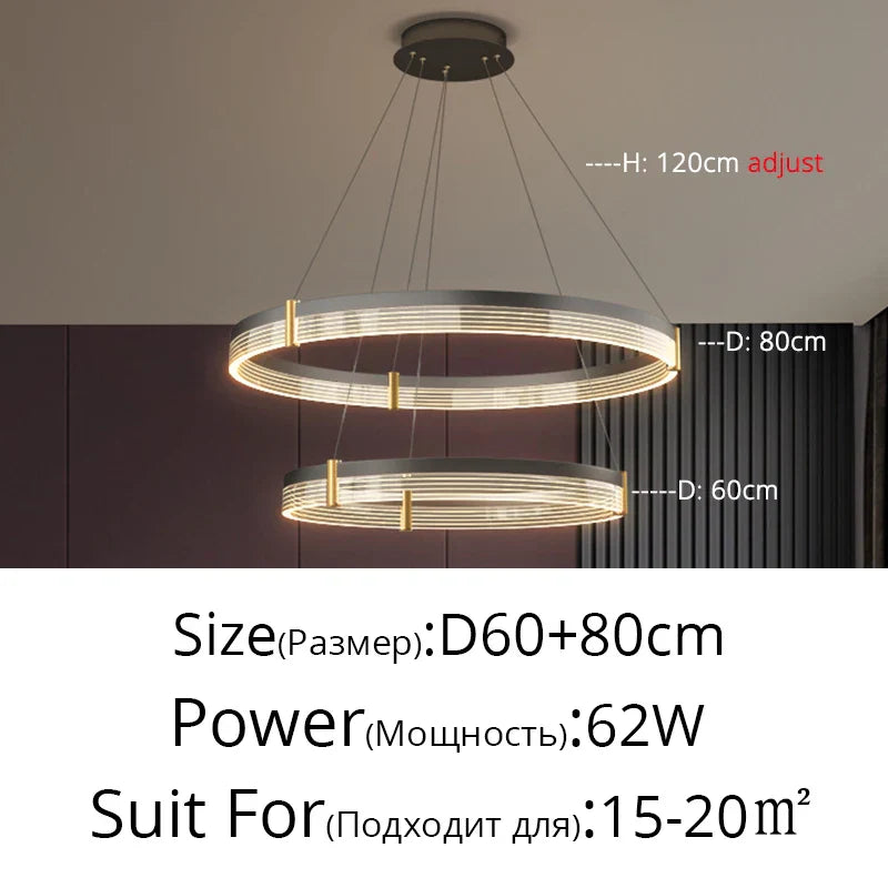 Modern Acrylic Circle Chandelier Pendant Lights for Indoor Living Room Decor