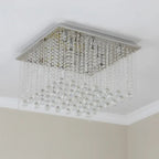 Luxury Living Room Crystal Chandelier LED Pendant Light Flush Mount Cieling Lamp