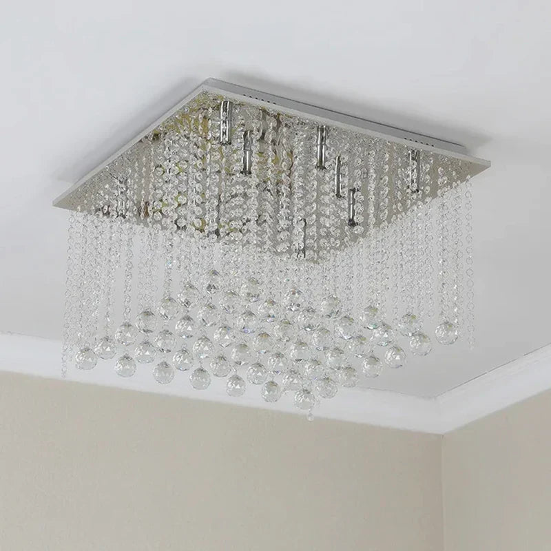 Luxury Crystal Chandelier Flush Mount LED Pendant Light for Living Room